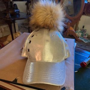 Silver Pom Pom Hat